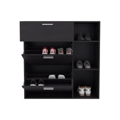 Wenge 1-Drawer Shoe Storage Cabinet with 2 Tilt-Out Drawers