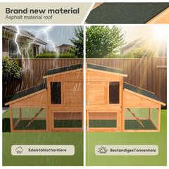 Extra-large wooden rabbit house, chicken coop, outdoor unit that can be easily assembled and stable, indoor with cleaning tray and waterproof roof, suitable for small and medium-sized rabbits and chic