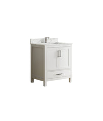 29" Bathroom Vanity with Sink, Bathroom Storage Vanity Sink Cabinet with 2 Doors & 1 Drawer , Wooden Stang Alone Bathroom Cabinet with Faucet Hole(White)