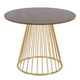 Canary Cosmo Contemporary Dining Table in Gold Metal and Walnut Wood by LumiSource