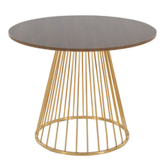 Canary Cosmo Contemporary Dining Table in Gold Metal and Walnut Wood by LumiSource
