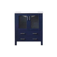 Navy Blue Bath Vanity 30 in. W x 18.25 in. D, with White Ceramic Top