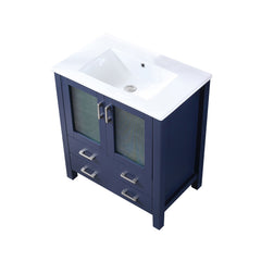 Navy Blue Bath Vanity 30 in. W x 18.25 in. D, with White Ceramic Top