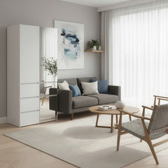 Elise Modular Wood Closet System with Mirror in White