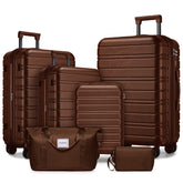 Luggage Sets 6 Piece with Duffel Bags, Hardside Expandable Suitcases with Spinner Wheels, Mocha