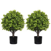 22in Artificial Boxwood Topiary Ball Trees in Pots for Indoor Outdoor Home Garden Decor 2pcs/set