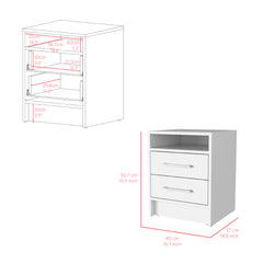 Nightstand Cartiz, Two Drawers, White Finish
