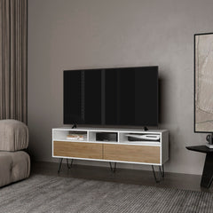 Glenns Ferry Tv Stand, Living Room, White/Macadamia