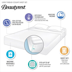 4-Piece Full HeiQ Smart Temperature Cotton Blend Sheet Set, Ivory