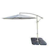 without Plastic base -10ft Offset Patio Umbrella - Offset Hanging Cantilever Patio Outdoor Market Umbrella Protection with Easy Tilt Adjustment and Crank for Pool Deck and Garden (TOP Colour Beige)