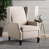 Pushback Recliner Chair, Modern Fabric Wingback Armchair with Nailhead Trim, and Wood Legs, Classic Living Room Recliner for Bedroom