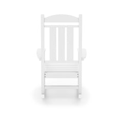 White Traditional Porch Rocker – Classic HDPE Poly Lumber for Porch, Patio, and Garden Comfort