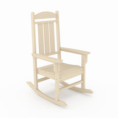Beige Traditional Porch Rocker – Classic HDPE Poly Lumber for Porch, Patio, and Garden Comfort