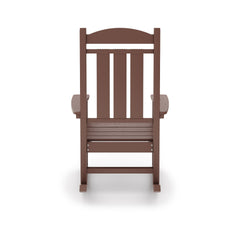 Pecan Traditional Porch Rocker – Classic HDPE Poly Lumber for Porch, Patio, and Garden Comfort
