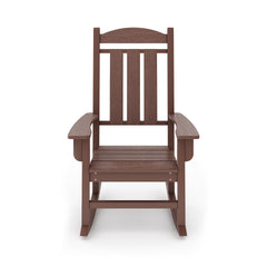 Pecan Traditional Porch Rocker – Classic HDPE Poly Lumber for Porch, Patio, and Garden Comfort