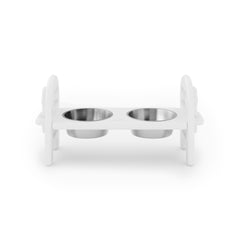 White Adjustable Pet Bowl Travel Ready HDPE Durable Poly Lumber Recycled