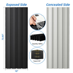 Metal Roof Panel Length 72.8IN Galvanized Roof Panels 10 PCS Waterproof Heavy Duty Metal Roof Panels for Outdoor House Storage Stables Patio Garages Sheds,Gray