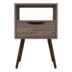 Nightstand Fugaz, Open Shelf, Single Drawer, Dark Walnut Finish
