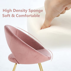 Modern Accent Velvet Chair,Set of 2, Dining Chair Comfy Upholstered Arm Chair Living Room Furniture Mid-Century Leisure Chair with Golden Metal Frame Legs