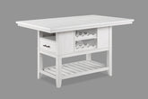 1pc Counter Height Table with Storage Drawers Wine Rack Open Shelf White Finish Dining Room Wooden Furniture