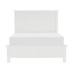 White Finish Queen Bed Transitional Style Wooden Bedroom Furniture 1pc Panel Bed