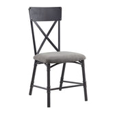 Grey and Sandy Black Side Chair with X-Shape Back (Set of 2)