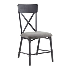 Grey and Sandy Black Side Chair with X-Shape Back (Set of 2)