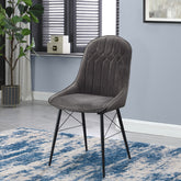Grey and Black Tufted Back Dining Chairs (Set of 2)
