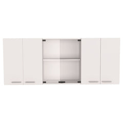 White and Light Oak 2-Piece Kitchen Set, Kitchen Island and Wall Cabinet