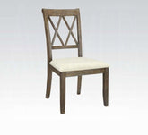 Claudia Beige Linen & Salvage Brown Finish Side Chair (Set of 2)