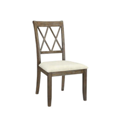 Claudia Beige Linen & Salvage Brown Finish Side Chair (Set of 2)