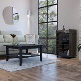 4-Shelf 2-piece Living Room Set, Coffee Table and Bar Cabinet Wenge and Espresso