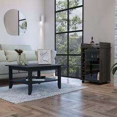 4-Shelf 2-piece Living Room Set, Coffee Table and Bar Cabinet Wenge and Espresso