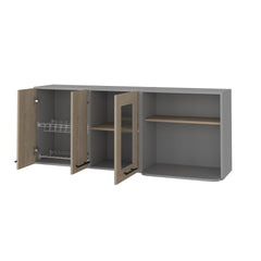 Devoux 3-Door 2-Shelf Wall Cabinet Light Pine