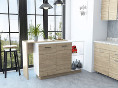 Chesterfield 2-Shelf 1-Drawer 3-Division Kitchen Island White