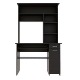 Wenge 2-Drawer 7-Shelf Computer Desk with Hutch