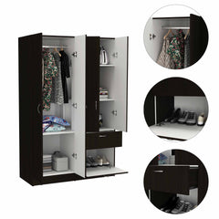1-Drawer Rectangle Armoire Wenge and White