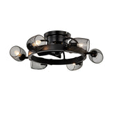 25.8'' Industrial Ceiling Fan with remote control ,5 ABS Blades small size ceiling fan For Living Room, Dining Room, Bedroom, Family Room, Matte Black ,6 PCS*E26 (Does Not Include Light Bulbs)
