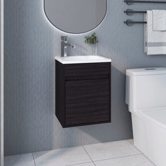 Wengue Bathroom Floating Vanity with Sink and 1 Door