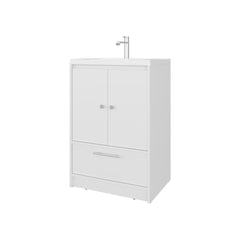 White 2- Door Freestanding Bathroom Vanity with Sink and Bottom Drawer