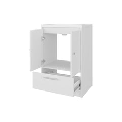White 2- Door Freestanding Bathroom Vanity with Sink and Bottom Drawer