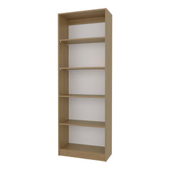Natural Oak and White 5-Shelf Bookcase with Open Storage
