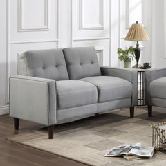 Harvey Grey Upholstered Tufted Loveseat