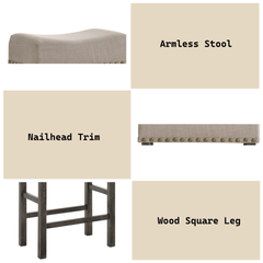 Martha II Tan Linen & Weathered Gray Finish Counter Height Stool (Set of 2)