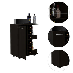 2-Shelf 6-Bottle Bar Cart with Division Wenge