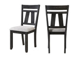 Cottage Style Dining Side Chair 2pc Set Upholstered Seat Wheat Charcoal Finish Dining Room Wooden Furniture Transitional Design