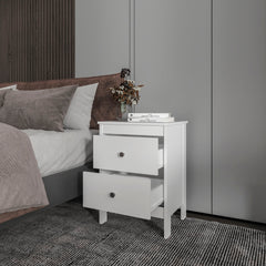 White Nightstand with 2 Drawers