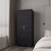 Wengue 2-Door 2-Drawer Wardrobe with Hanging Rod