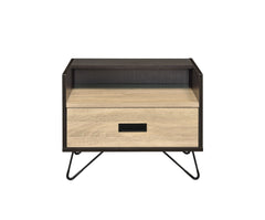 Melkree Oak & Black Finish Accent Table with Display & Utility Function