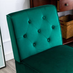 Reese 53" 2Piece Living Room Armless Button Tufted Pattern Accent Chair with Velvet Fabric and Premium High Density Foam Cushion, Green